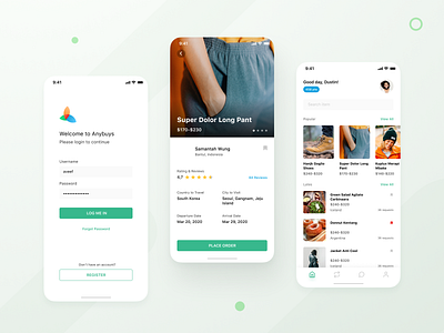 Anybuys - Personal Buyer Assistance abroad android app assistance buy buyer clean dashboard detail ios mobile design page personal product sell thumbnail ui ui design ux