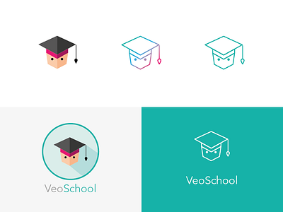 Veo School Logo & Icon cap clean flat graduation hat line logo minimal vector