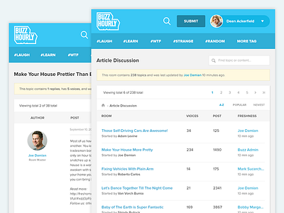 BuzzHourly Forum Page bulletin design discussion forum page post topic ui web