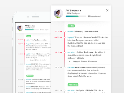 Worker Activity Timeline activity agile information ios mobile sketch timeline ui update ux white work