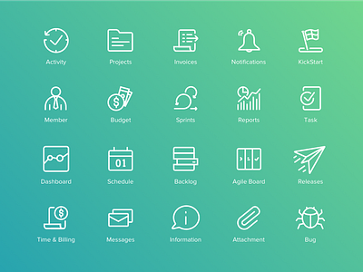 Project Management Icon Set (updated) app assets flat icon icons line management project set team work