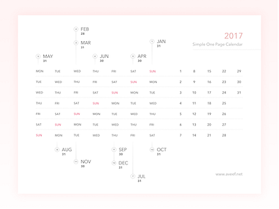 Freebies 17 Simple One Page Calendar By Afif Bimantara On Dribbble