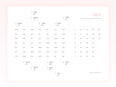 Freebies - 2017 Simple One Page Calendar 2017 calendar date exploration freebies happy idea month new simple week year
