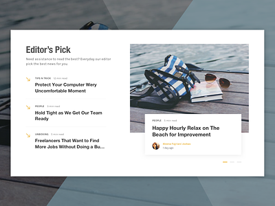 Editor's Pick Section on News Website article card concept editor image list magazine news pick slider ui ux