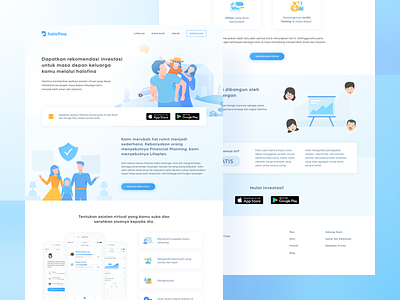 Halofina Landing Page android app blue finance illustration indonesia ios landing mobile page startup ui