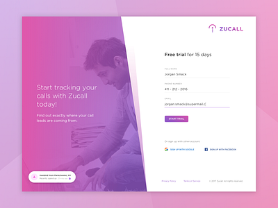 Zuucall Web Login and Signup Page app form front intro landing landingpage login signup ui uidesign ux web