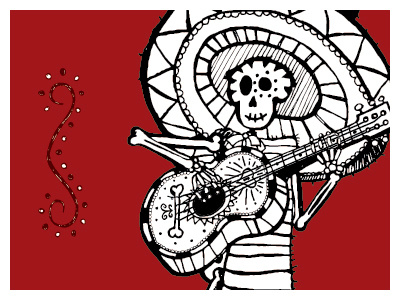Diamuretos Mariachi diamuretos illustration mariachi mexico santafe skeleton skulls web