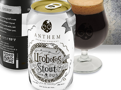 Anthem Brewing Uroboros Stout black and white craft beer hand drawn type ouroboros snake steampunk stout uroboros