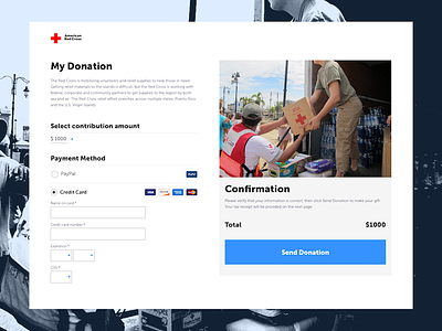 American Red Cross: Credit Card Checkout - 002 card charity credit cross dailyui donations nonprofit red register ui ux visa
