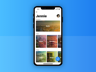 Traveler Profile Screen - 006 006 app city daily guides icon ios iphone x profile travel ui