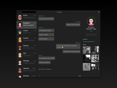 Dark Ui Direct Messaging - 013 013 avatar dailyui dark dashboard design instant messaging ui ux web