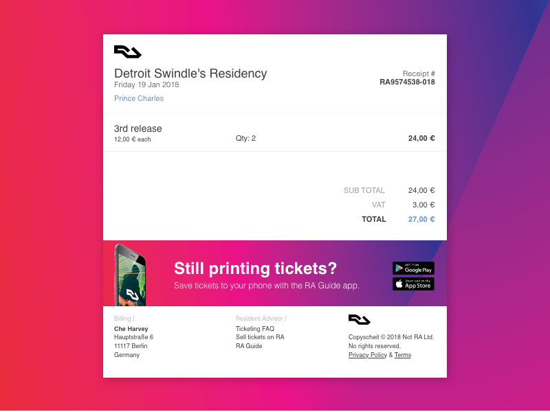 Resident Advisor Receipt Redesign 017 By Che Harvey On Dribbble 6700