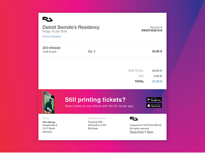 Resident Advisor Receipt Redesign - 017 check dailyui email finance financial payment paypal receipt report