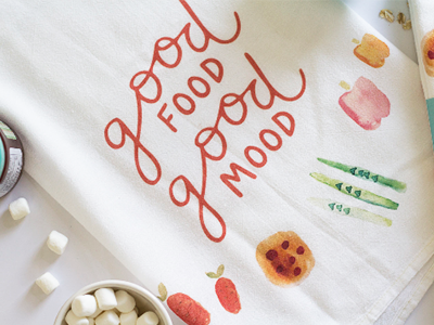 good food good mood towel