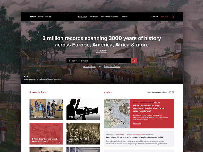 BOA Redesign history archive web redesign british online archives