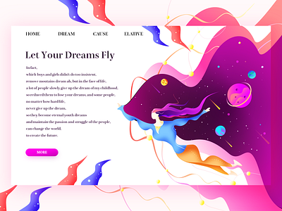 Let your dreams fly space age ui ux 平风 插图 设计