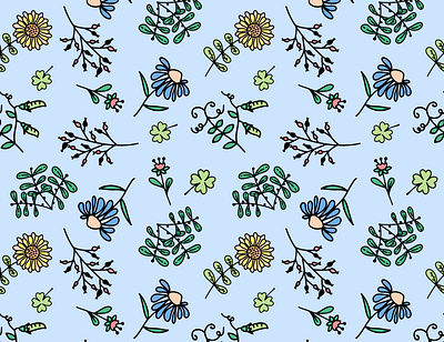 Summer Flowers seamless pattern clipart colorful design doodle flowers illustration pattern print seamless spring sticker summer vector vectorart