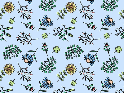 Summer Flowers seamless pattern