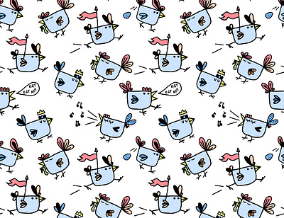 Seamless pattern "Funny chickens" clipart design doodle illustration print seamless pattern sticker vector vectorart