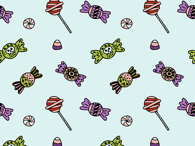 Halloween sweets seamless pattern