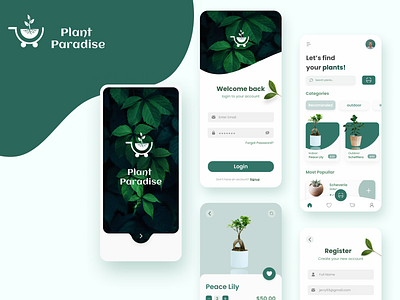 Plant Shop App Design figma figma design mobile app plant app plant buy plant care plant paradise plant shop plant shop app ui ui design uiux ux design