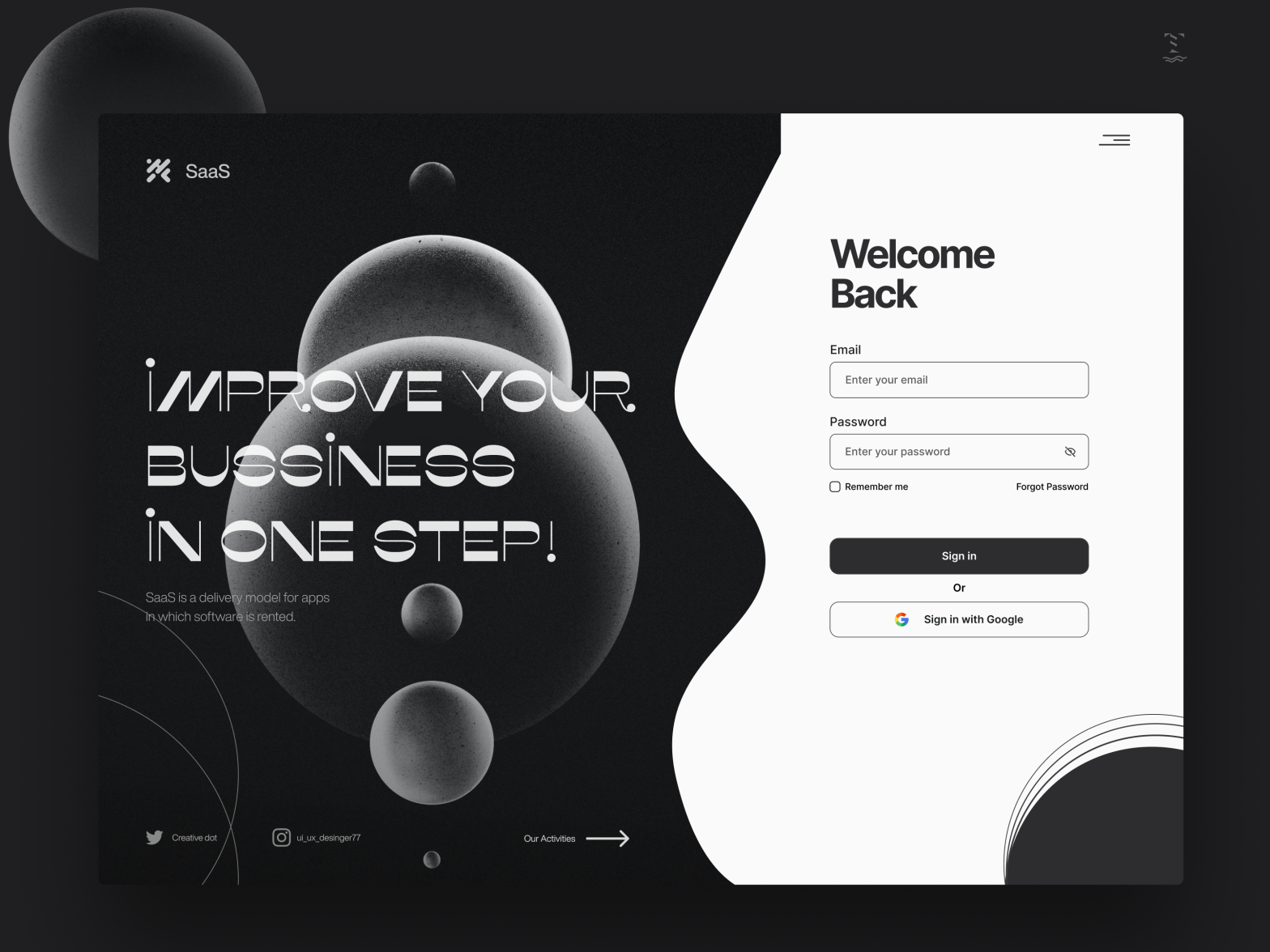 SaaS Sign in Page by Tayyab Sajjad on Dribbble