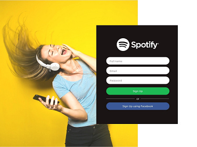 Spotify Sign Up Page - Yellow Concept concept design spotify ui ui ux ui 100 ui 100day ui designer ui ux design ui ux designer yellow