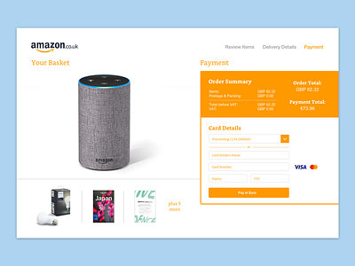 Daily UI Day 2 - Amazon Checkout amazon amazon checkout card payment checkout concept daily 100 daily 100 challenge daily ui daily ui 002 design mockup