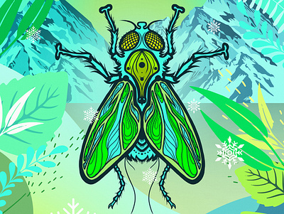 Insect 05 colorful fly illustration photoshop