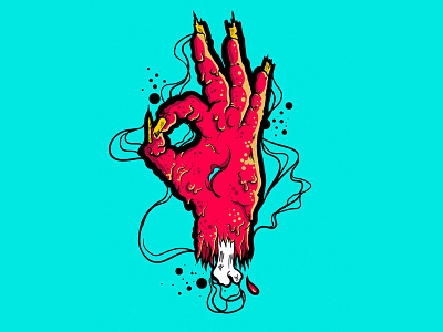 OK bone color hand illustration zombie