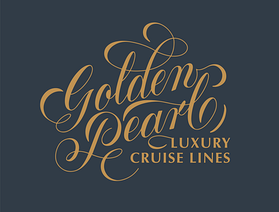 Golden Pearl Luxury Cruise Lines Hand Lettered Logo branding cruise logo cruise ship logo design hand lettered logo hand lettering illustration lettering logo luxury branding luxury logo type affiliated typography