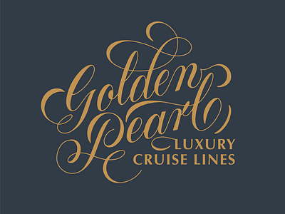 Golden Pearl Luxury Cruise Lines Hand Lettered Logo