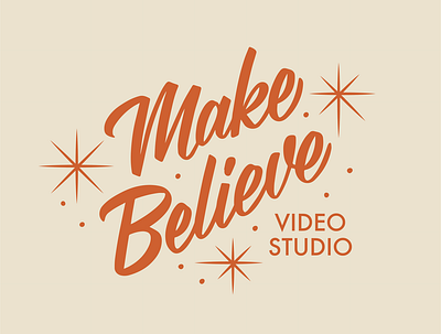 Make Believe Studio Hand Lettered Logo by Type Affiliated 1950s logo branding design hand lettered logo hand lettering illustration lettering logo retro logo type affiliated video studio logo vintage inspired logo vintage logo