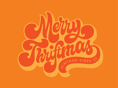 Retro 1970s Style Merry Thriftmas Lettering