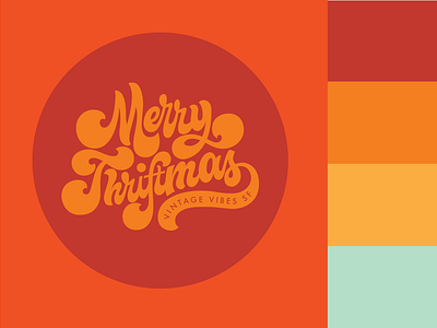 Merry Thriftmas Hand Lettered 1970s Branding Design