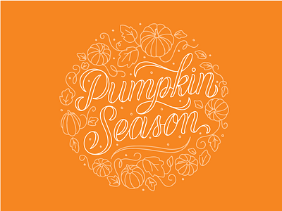 Hand lettered Pumpkin Season design with illustrations