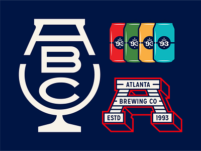 Atlanta brewing branding a atlanta beer brewing can georgia icon illustration mark monogram