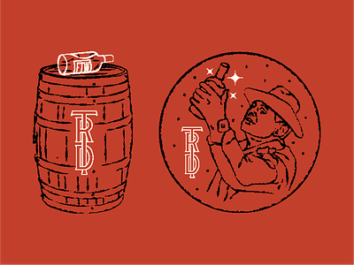 Three rivers distilling artifacts barrel branding distillery distilling illustration liquor monogram
