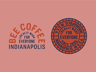 Bee coffee badges badges bee branding coffee identity indiana indianapolis local pink roaster roastery type typography