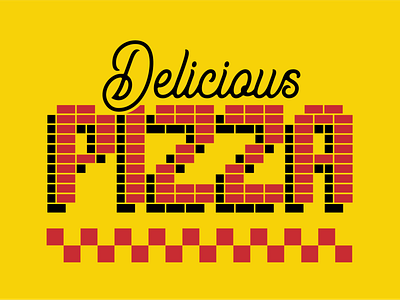 Delicious pizza black branding college identity lettering pie pizza red restaurant script tile type typography yellow