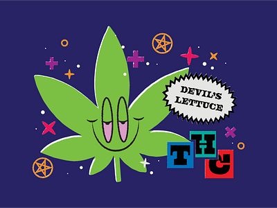 Devil's lettuce cannabis devil illustration lettuce marijuana packaging pentagram pot thc trends typography weed