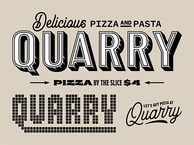 Quarry pie co branding 1 branding identity logo pie pizza quarry restaurant script tile type typography