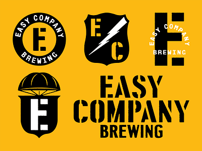 Easy company brewing 2 badge beer branding brewery brewing c e icon logo mark military parachute patch stencil typography