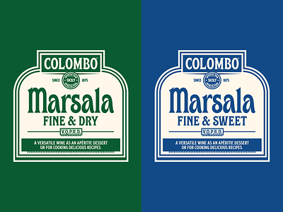 Colombo 2 blue branding design green grocery label marsala sicily type typography wine