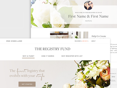 One Kings Lane - The Registry digital landingpage mobile app ui ux uxuidesign webdesign