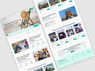 Travel Booking Website Landing Page appdesign book booking branding design figma footer graphic design header illustration landing page location tarvel tour tourist trip ui uidesigner ux vacation