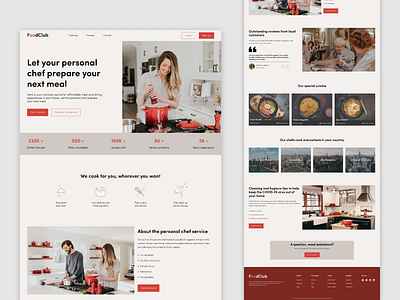 Personal Chef Hiring Website Landing Page appdesign chef cook design figma footer header herosection hire hiring kitchen landing page tes testimonial ui uidesign uidesigner ux uxdesign website