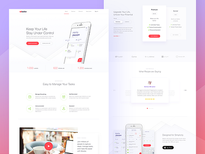 Wooke To Do List App - Landing Page app ios landing page minimal mockup notes reminder schedule task to do web design