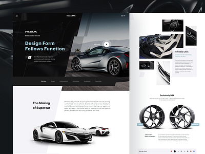 Acura NSX - Automotive Website Concept automotive car concept exploration landing page layout exploration luxury car photo sport car website