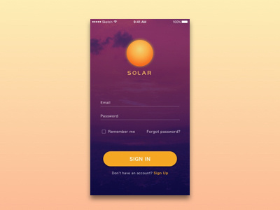 Daily UI #001 app challenge daily ui new york orange sketch solar sun sunset ui uxui yellow